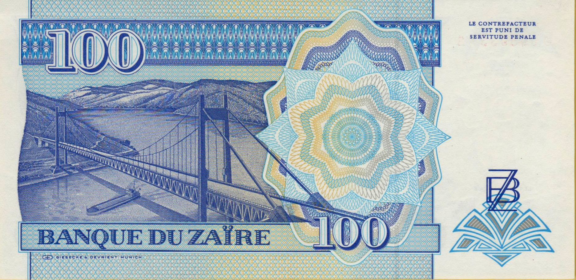 Zaire 100 1993 UNC P-58/a